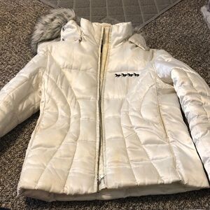 Big Chill White Puffer Jacket with Faux Fur Hood